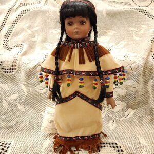 Bradley’s Collectible Porcelain Dolls Native American Indian Girl “Little Bird”